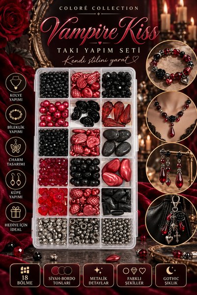 By MO Accessories Комплект за изработка на бижута  "Вампирски целувки " с 18 ...
