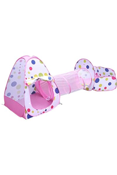 OEM Cort de Joaca Roz 3 in 1 cu Tunel si Piscina cu Bile pentru Copii