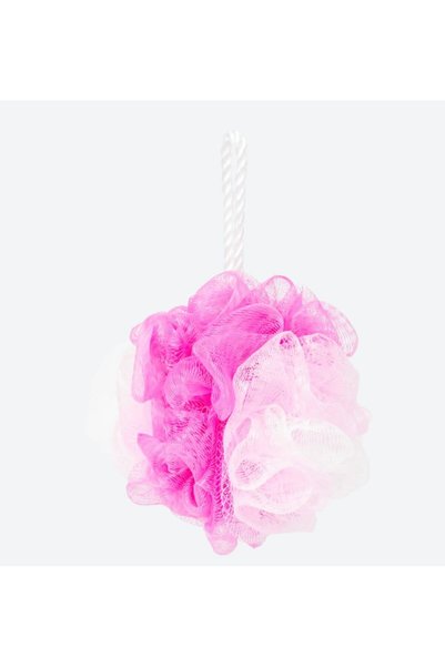 unbranded Pink Mesh Bath Sponge – Exfoliating Shower Puff, With String