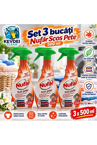 Nufar Set 3 Bucăți Nufăr Scos Pete Spray 500 ml – Total 1,5 Litri, Soluție pe...