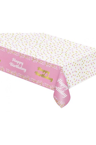Javoli Happy Birthday B&C Light Pink Pink Tablecloth Happy Birthday 137x183 cm