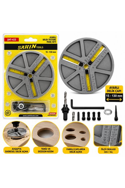 la boom Hassas Dengeleme - Darbe Dayanlıklı Ayarlı Delik Testere Panç Set 45-130Mm Bx40