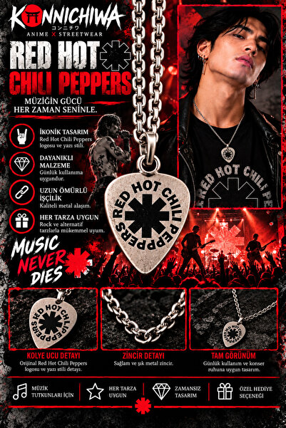 FG KONNİCHİWA Red Hot Chili Peppers Guitar Pick Necklace – Rhcp Rock Music Necklace