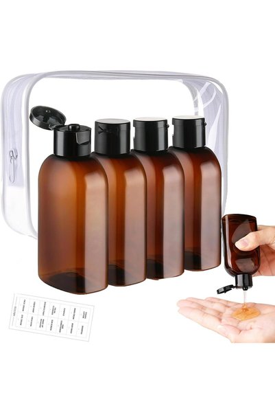 SYOSI 4 Pcs Travel Bottles for Toiletries, 3.4oz Travel Size Containers Plast...