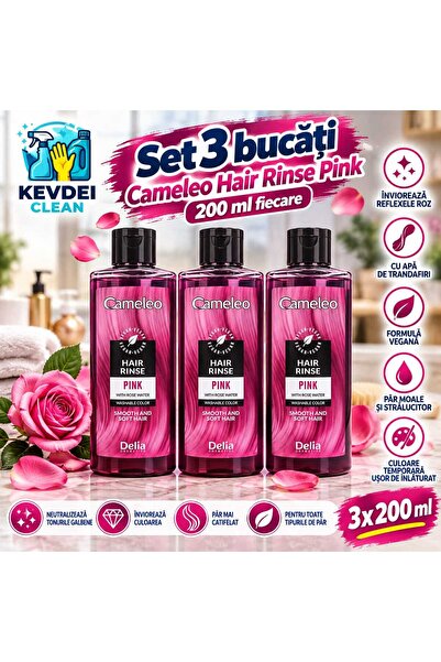 CAMELEO Set 3 Bucăți Hair Rinse Pink Delia 200 ml – Total 600 ml, Tratament N...