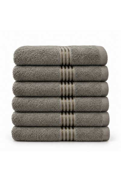 HIKAYA COTTON Set of 6 Egyptian Cotton Towels with Satin Stripes 50X90 cm |  ...