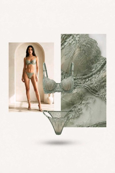 hies Green Set - Brode Underwire Unlined Underwear Set