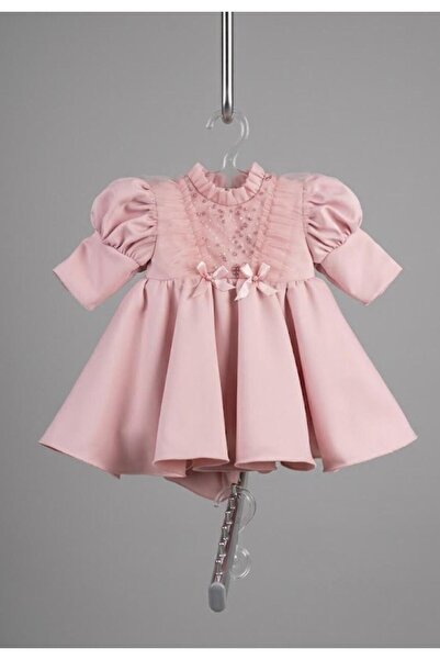 OEM Elegant occasion dress for girls, 0-3 months, dusty pink color