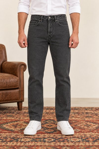 ElitWear Erkek Regular Kalıp Boru Paça Likralı Kot Pantolon