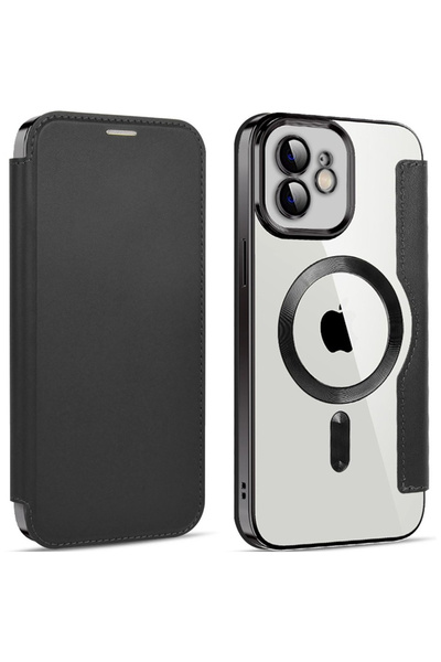 ERBORD Husă tip carte pentru iPhone 12, Portofel RFID MagSafe cu protecție pe...