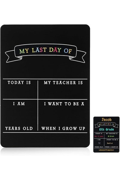 KASTWAVE First Day of School Sign, Double-Sided Reversible Chalkboard Board, ...