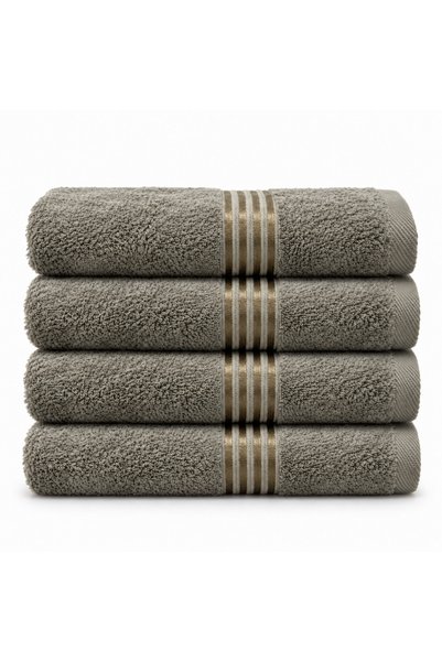HIKAYA COTTON Set of 4 Egyptian Cotton Towels with Satin Stripes 50X90 cm |  ...