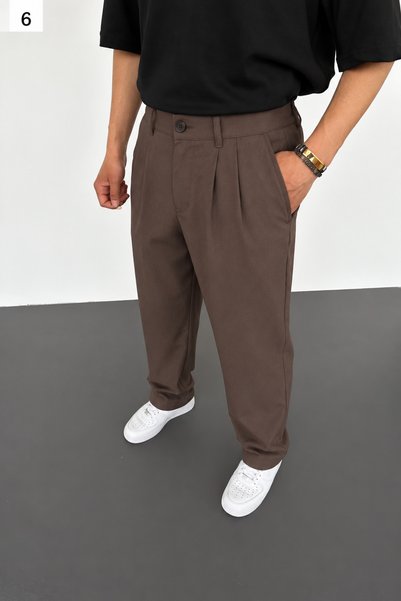 ElitWear Baggy Fit Pileli Geniş Kalıp Kumaş Pantolon