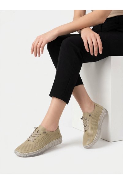 mokka shoes ortopedik Genuine Leather Daily Women's Shoes Cream Flexible Sole...