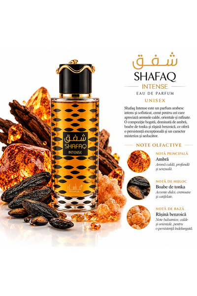 Lara Parfum Arabesc Shafaq Intense , Apa de Parfum Unisex, 100 ml, Note de Am...