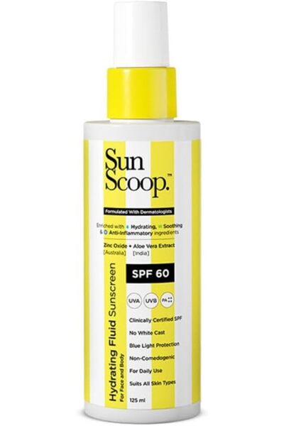 SunScoop Hydrating Face & Body Fluid Sunscreen Spray | SPF 60 PA++++ | Water ...