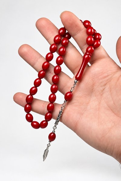 TESBİHKENTİ Ahşap Kutulu Güzel Çekimli Bordo Hediyelik Erkek için Tesbih
