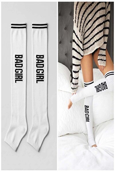 COTENCONCEPT Bad Girl Written Striped Above-Knee Women's Socks
