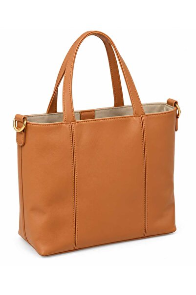 Glamura Lashes Women's hand and shoulder Shopper Bag , Tote style, Brown-Cognac