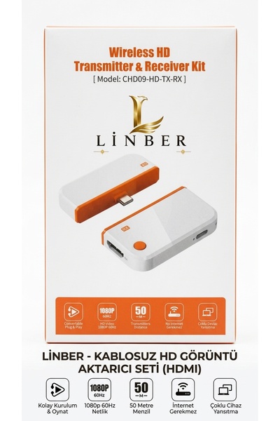 Linber CHD09 1080P 60Hz Kablosuz Ekran Yansıtma Adaptörü - Dizüstü Bilgisayar, TV ve Projektör için Type-C - HDMI Verici