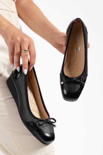 Elile Shoes Genuine Leather Wedge Heel Comfort Women's Shoes in Sizes 33-34-35 and up to Size 41-42