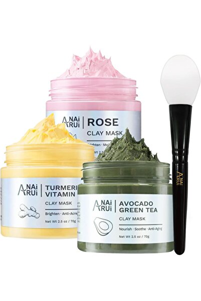 ANAI RUI Clay Face Mask for Oily Skin – Turmeric Vitamin C, Rose & Avocado Gr...