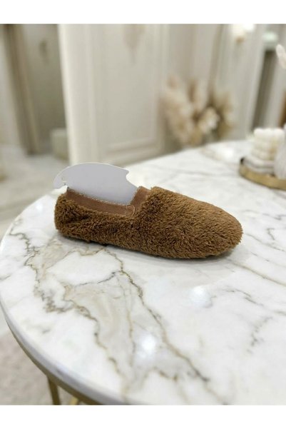 ADENLİNA Peluş patik koyu kahverengi