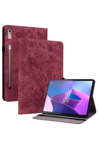 XGSM Husă Lenovo Tab P12, Trandafiri și fluturi, Roșu