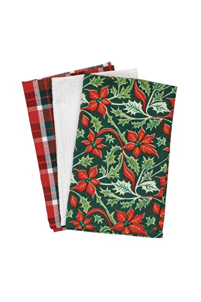OEM Set 3 Prosoape de Bucătărie de Crăciun 60x35 cm, Verde-Roșu-Alb cu Crăciu...