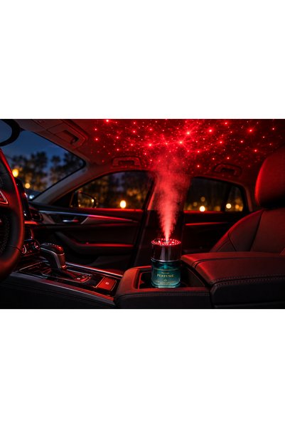 teknohediye Blue Ocean Perfume 200 ml Turkuaz Yıldız Projektörlü Şarjlı Susuz Aroma Difüzör USB Type-C LED Işıklı Araç Ev Ofis Koku Cihazı