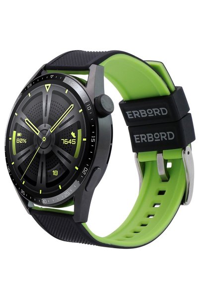 ERBORD Curea universală din silicon de 22mm, bicoloră, negru / lime / cataram...