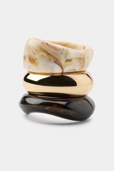 stravis Marble Patterned Gold and Black Colored Thick Curved 3-Piece Bone Bra...