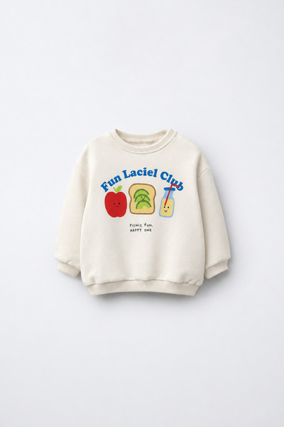 Magu Children's Cotton Printed Ecru Sweatshirt