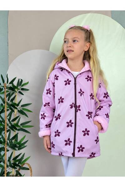 renkli diyar Girls' Coat Waterproof Welsoft Plush Insulated Hooded Coat