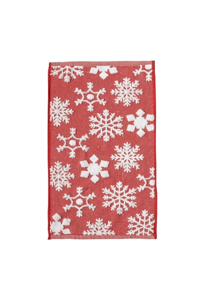 OEM Prosop de Bucătărie de Crăciun 60x35 cm, Roșu-Alb cu Fulgi de Zăpadă
