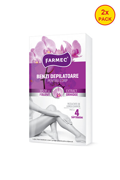 Farmec Pachet 2x Benzi depilatoare pentru corp cu extract de orhidee, 14 benzi