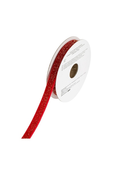 Jumbo Panglică decorativă Catifelată Roșie cu Glitter de Crăciun 5 m x 9 mm