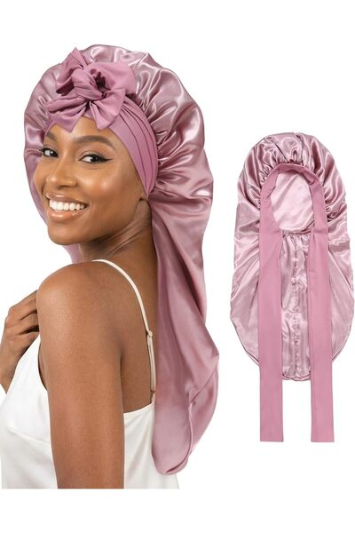 AWAYTR womens Double Layer Long Satin Bonnet Long Satin Bonnet (pack of 1)