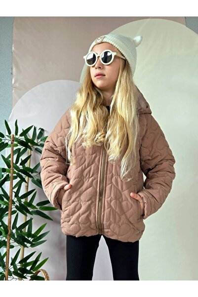 renkli diyar Girls' Quilted Coat with Hood