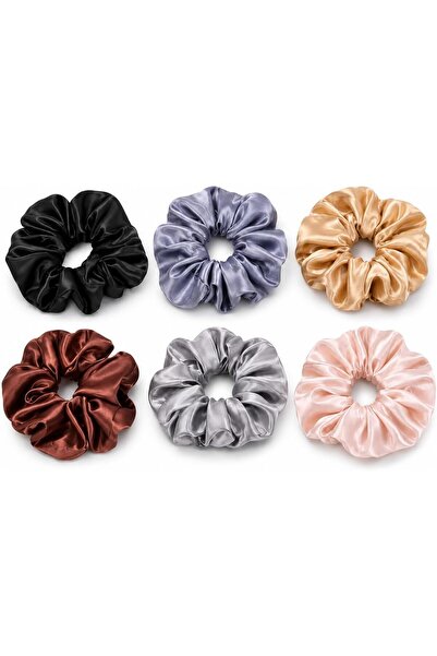 Generic MAMLAKA 6pcs Satin Silk Hair Scrunchies | Soft Elastic Hair Ties & Ha...