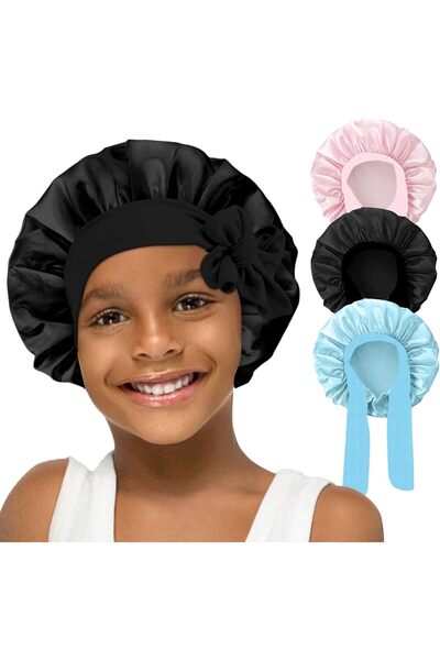 NALACAL 3 Pcs Kids Silk Bonnet for Sleeping, Baby Satin Bonnet for Sleeping,K...