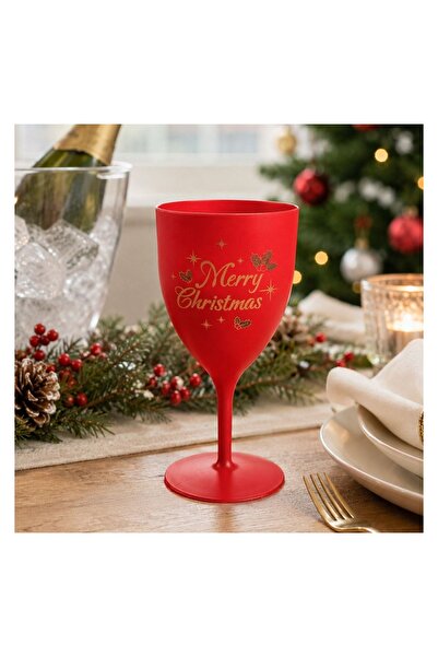 OEM Pahar de Sampanie de Crăciun Roșu Merry Christmas 16,3cm