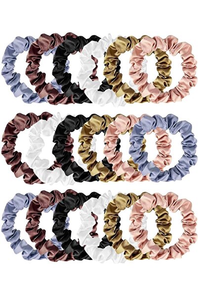 NALACAL 18-Piece Silk Hair Scrunchies Set - Soft Skinny Hair Ties & Ponytail ...