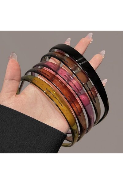 Lunira Thin Plastic Headbands, 5 Pack Non-Slip Hair Hoops, Clear Multicolor H...