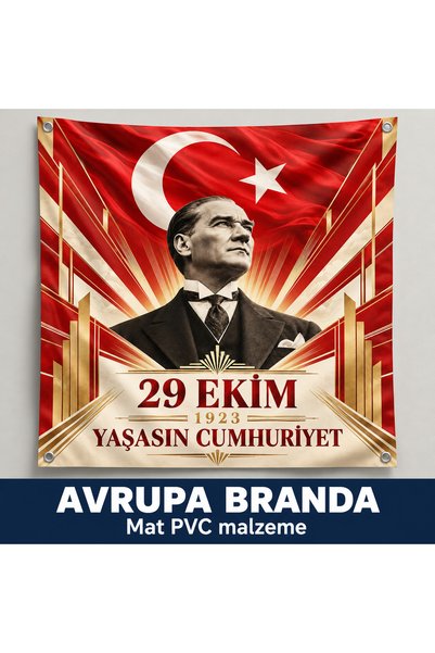 HiperAD Reklam 29 Ekim 1923 Yaşasın Cumhuriyet Yazılı Atatürk Portreli Türk B...