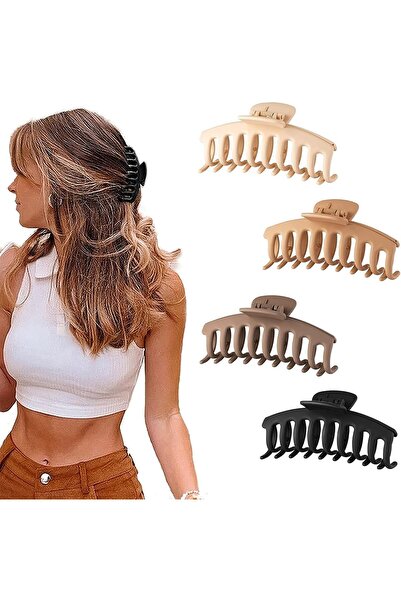ToolHouse Large Claw Hair Clips for Women – 4-Pack Strong Hold Hair Clamps, D...