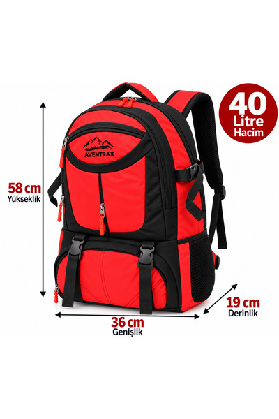 Dadacuq 40 Liters Red Black Mountaineering Camping Trekking Backpack Water Re...