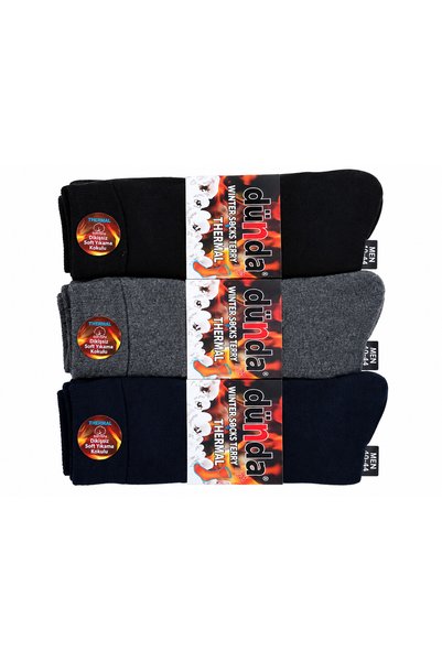 Dündar Turkish Winter Long Socks Men's Dondar Terry Thermal Padded Cold-Proof...