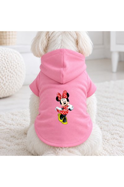 petite pati Pink Minie Printed Dog Sweatshirt |   Hooded, Fleece Fabric, Wint...