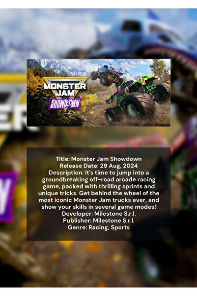 OEM Poster Infografic Monster Jam Confruntare, Joc Cursa 4x4, Carton 250g, A4